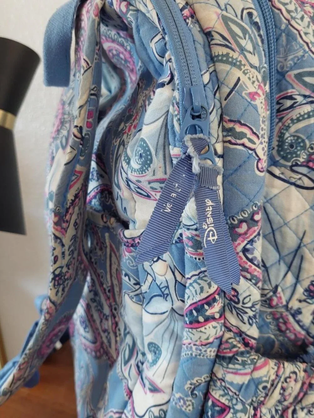 Vera Bradley Cinderella backpack paisley blue, pink, and white paisley backpack